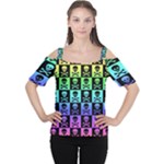 Rainbow Skull Checkerboard Cutout Shoulder Tee