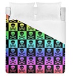 Rainbow Skull Checkerboard Duvet Cover (Queen Size)