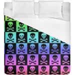 Rainbow Skull Checkerboard Duvet Cover (King Size)