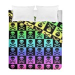 Rainbow Skull Checkerboard Duvet Cover Double Side (Full/ Double Size)