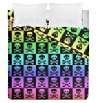 Rainbow Skull Checkerboard Duvet Cover Double Side (Queen Size)