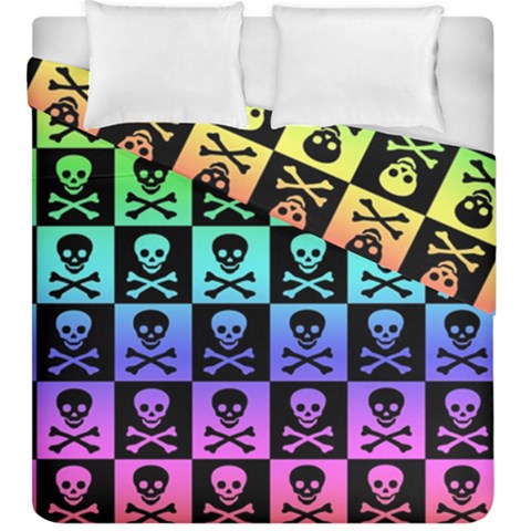 Rainbow Skull Checkerboard Duvet Cover Double Side (King Size) from ArtsNow.com