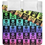 Rainbow Skull Checkerboard Duvet Cover Double Side (King Size)
