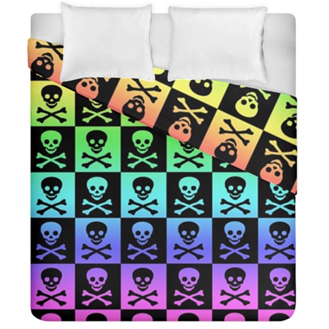 Rainbow Skull Checkerboard Duvet Cover Double Side (California King Size) from ArtsNow.com