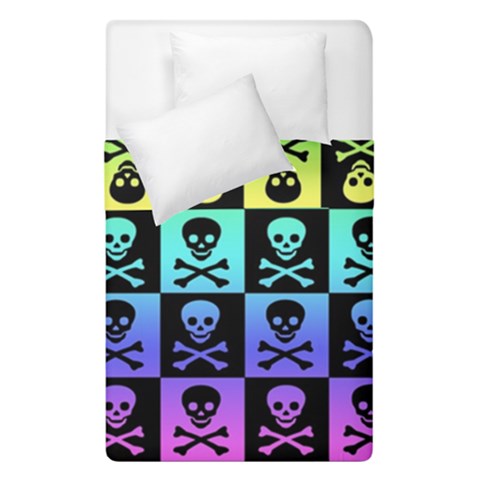 Rainbow Skull Checkerboard Duvet Cover Double Side (Single Size) from ArtsNow.com