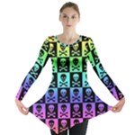 Rainbow Skull Checkerboard Long Sleeve Tunic 