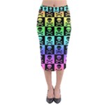 Rainbow Skull Checkerboard Midi Pencil Skirt