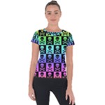 Rainbow Skull Checkerboard Short Sleeve Sports Top 