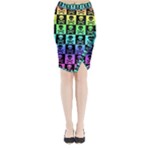 Rainbow Skull Checkerboard Midi Wrap Pencil Skirt