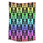 Rainbow Skull Checkerboard Large Tapestry