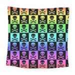 Rainbow Skull Checkerboard Square Tapestry (Large)