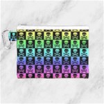 Rainbow Skull Checkerboard Canvas Cosmetic Bag (Medium)