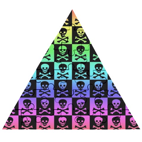 Rainbow Skull Checkerboard Wooden Puzzle Triangle from ArtsNow.com