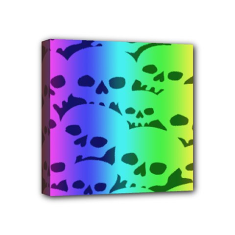 Rainbow Skull Collection Mini Canvas 4  x 4  (Stretched) from ArtsNow.com