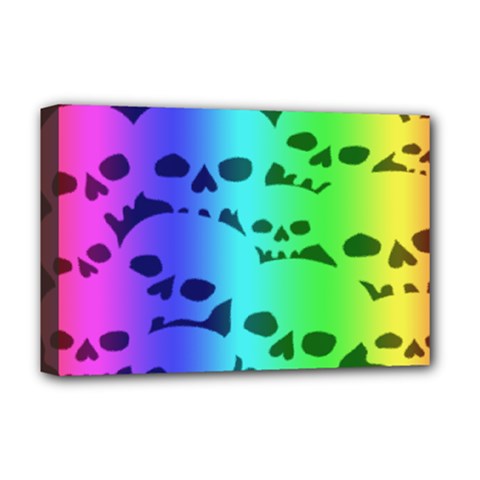 Rainbow Skull Collection Deluxe Canvas 18  x 12  (Stretched) from ArtsNow.com