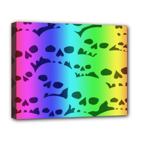 Rainbow Skull Collection Deluxe Canvas 20  x 16  (Stretched) from ArtsNow.com