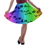 Rainbow Skull Collection A-line Skater Skirt