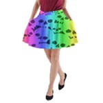 Rainbow Skull Collection A-Line Pocket Skirt