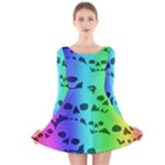 Rainbow Skull Collection Long Sleeve Velvet Skater Dress