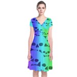 Rainbow Skull Collection Short Sleeve Front Wrap Dress