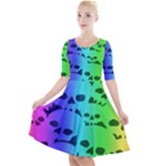 Rainbow Skull Collection Quarter Sleeve A-Line Dress