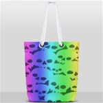 Rainbow Skull Collection Full Print Rope Handle Tote (Small)