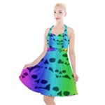 Rainbow Skull Collection Halter Party Swing Dress 