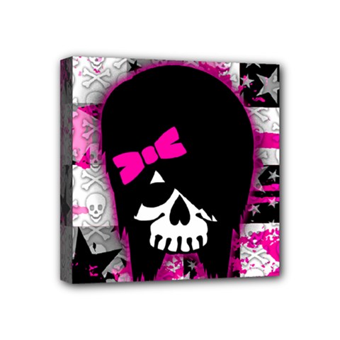 Scene Kid Girl Skull Mini Canvas 4  x 4  (Stretched) from ArtsNow.com