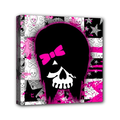 Scene Kid Girl Skull Mini Canvas 6  x 6  (Stretched) from ArtsNow.com