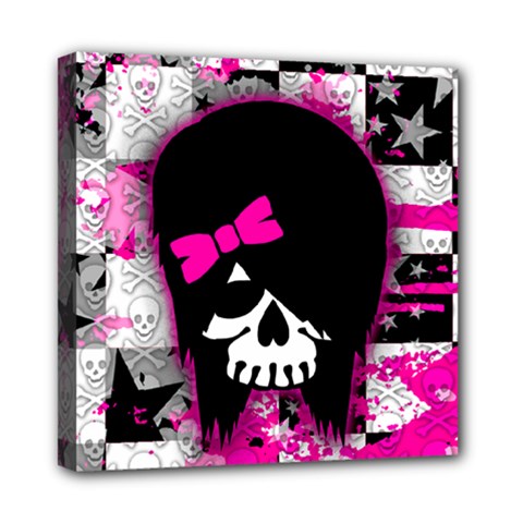 Scene Kid Girl Skull Mini Canvas 8  x 8  (Stretched) from ArtsNow.com