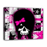 Scene Kid Girl Skull Canvas 14  x 11  (Stretched)