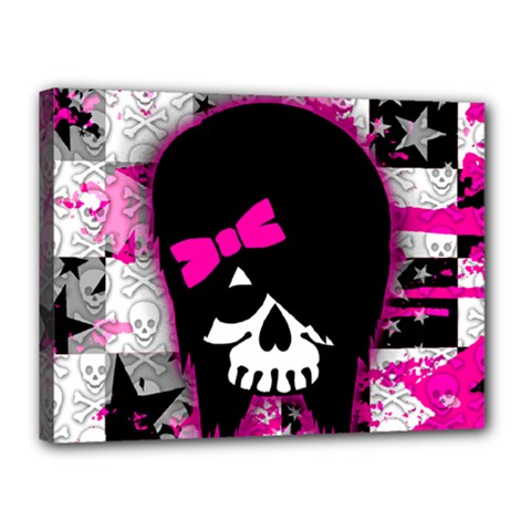 Scene Kid Girl Skull Canvas 16  x 12  (Stretched) from ArtsNow.com