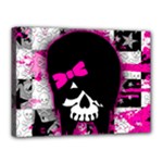 Scene Kid Girl Skull Canvas 16  x 12  (Stretched)