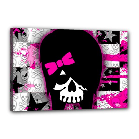 Scene Kid Girl Skull Canvas 18  x 12  (Stretched) from ArtsNow.com