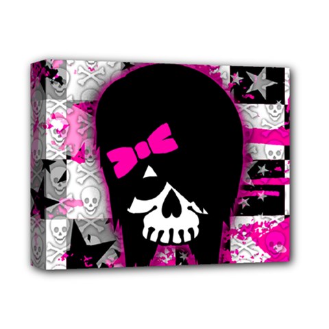Scene Kid Girl Skull Deluxe Canvas 14  x 11  (Stretched) from ArtsNow.com