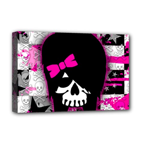 Scene Kid Girl Skull Deluxe Canvas 18  x 12  (Stretched) from ArtsNow.com