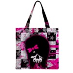 Scene Kid Girl Skull Zipper Grocery Tote Bag