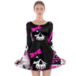 Scene Kid Girl Skull Long Sleeve Skater Dress