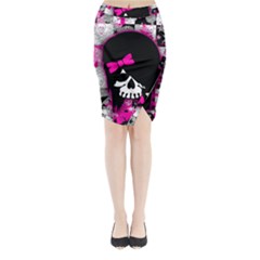 Scene Kid Girl Skull Midi Wrap Pencil Skirt from ArtsNow.com