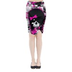 Scene Kid Girl Skull Midi Wrap Pencil Skirt