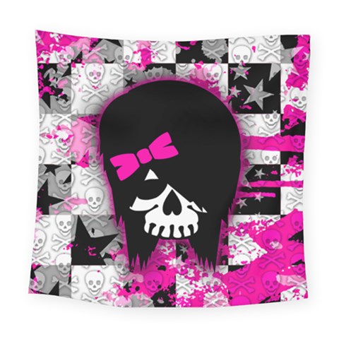 Scene Kid Girl Skull Square Tapestry (Large) from ArtsNow.com