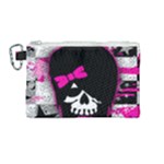 Scene Kid Girl Skull Canvas Cosmetic Bag (Medium)