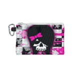 Scene Kid Girl Skull Canvas Cosmetic Bag (Small)