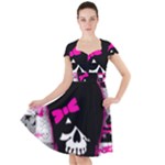 Scene Kid Girl Skull Cap Sleeve Midi Dress