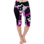 Scene Kid Girl Skull Lightweight Velour Cropped Yoga Leggings