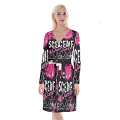Long Sleeve Velvet Front Wrap Dress 