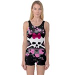 Scene Skull Splatter One Piece Boyleg Swimsuit