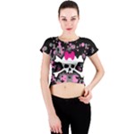 Scene Skull Splatter Crew Neck Crop Top