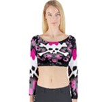 Scene Skull Splatter Long Sleeve Crop Top