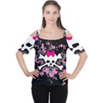 Scene Skull Splatter Cutout Shoulder Tee